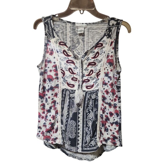 Hannah Women’s Tank Top Medium Multicolor Paisley Floral Boho Sleeveless - Picture 1 of 5